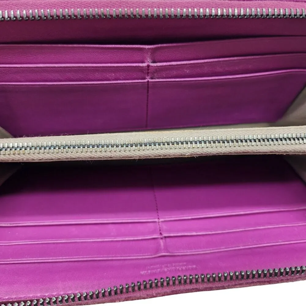 Bottega Veneta Intrecciato Leather Zip Around Wallet in Orchid